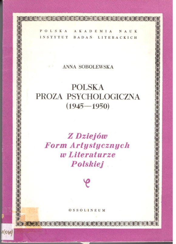 Polska proza psychologiczna : (1945-1950)